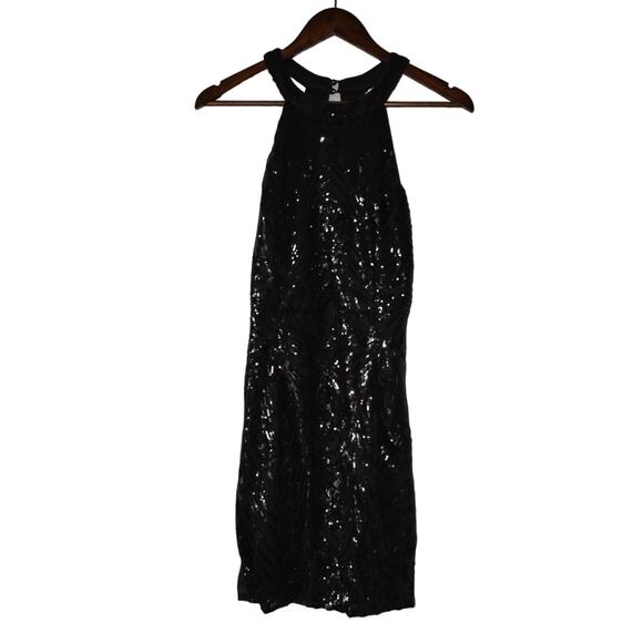 Lulu's Dresses & Skirts - Lulu's Black Sequin High Neckline Dress Size L